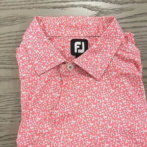 FootJoy Pink and White Polo Shirt with Micro-Print Design